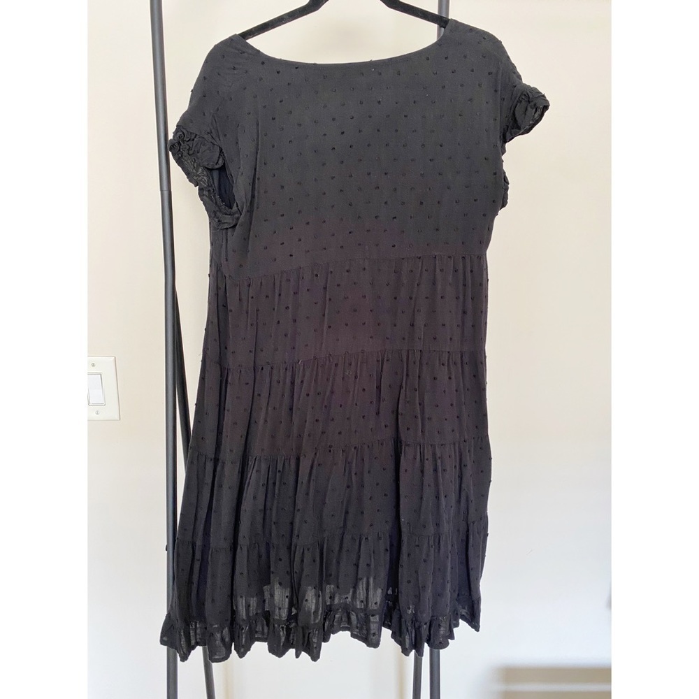 Urban Outfitters Black Short Sleeve Baby Doll Tiered  Dotted Mini Dress Size Sm - Picture 7 of 9